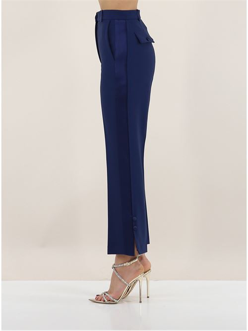 Crepe tuxedo trousers with satin bands ELISABETTA FRANCHI | PA08651E2.DC8